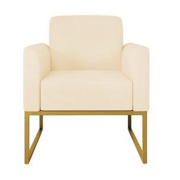 Kit 2 Poltronas Marisa Suede Bege Base Industrial Metálica Dourado D'Rossi - 3