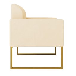 Kit 2 Poltronas Marisa Suede Bege Base Industrial Metálica Dourado D'Rossi - 4