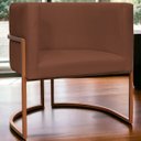 Ver imagem 2 de Poltrona Decorativa Recepção Luna Suede Cores Base de Ferro Bronze