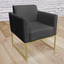 Ver imagem 5 de Kit 2 Poltronas Marisa Suede Preto Base Industrial Metálica Dourado D'Rossi