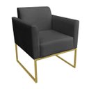 Ver imagem 3 de Kit 2 Poltronas Marisa Suede Preto Base Industrial Metálica Dourado D'Rossi
