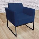 Ver imagem 5 de Kit 2 Poltronas Marisa Suede Azul Marinho Base Industrial Metálica Preto D'Rossi