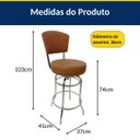 Ver imagem 5 de Banqueta Alta Bar Giratória Cromada com Encosto Assento Grosso Cor Canela - 2 Peças