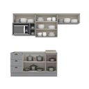 Ver imagem 5 de Kit de Cozinha Modulada 7 Peças Americana (3 Aéreos. 2 Balcões, 1 Nicho, 1 Complemento) Cinza -