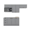 Ver imagem 7 de Kit de Cozinha Modulada 7 Peças Americana (3 Aéreos. 2 Balcões, 1 Nicho, 1 Complemento) Cinza -