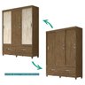 Conjunto Guarda-Roupa com Cômoda New Suecia Castanho Avela W Flex Moval - 2