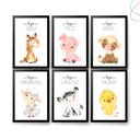 Ver imagem 1 de Kit 6 Quadros Decorativos moldura e vidro Animais da Fazenda:Preta