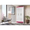 Ver imagem 2 de Guarda Roupa 3 Portas 2 Gavetas Branco ou Branco/Rosa Lima Moval Móveis 182x82x47