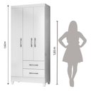 Ver imagem 7 de Guarda Roupa 3 Portas 2 Gavetas Branco ou Branco/Rosa Lima Moval Móveis 182x82x47