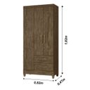 Ver imagem 2 de Guarda Roupa Lima 103cm 3 Portas Castanho Wood Moval