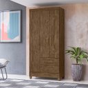 Ver imagem 1 de Guarda Roupa Lima 103cm 3 Portas Castanho Wood Moval