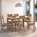 Ver imagem 1 de Conjunto Sala de Jantar Fidelitá Veneza com 6 Cadeiras Freijó/off-white Assento Linho