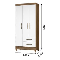 Guarda Roupa Lima 103cm 4 Portas Naturale Branco Moval - 2