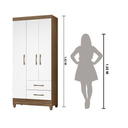 Guarda Roupa Lima 103cm 4 Portas Naturale Branco Moval - 3