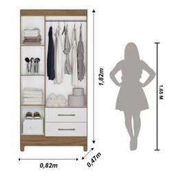 Guarda Roupa Lima 103cm 4 Portas Naturale Branco Moval - 6