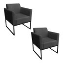 Ver imagem 1 de Kit 2 Poltronas Marisa Suede Preto Base Industrial Metálica Preto D'Rossi