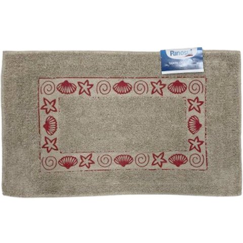 Tapete de Banheiro Slim Algodão 40x60cm Conchas Vermelhas