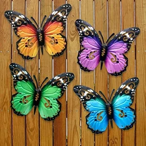 Borboleta de Metal para Decoração Parede Externo Sala Jardim Varanda:amarela