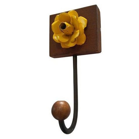 Porta Pano de Prato para Cozinha de Ferro Artesanal com Flor e Madeira Libertas Rosas Artesanato Cab
