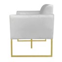 Ver imagem 3 de Namoradeira Marisa Suede Base Industrial Metálica Dourado D’Rossi - Cinza