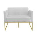 Ver imagem 2 de Namoradeira Marisa Suede Base Industrial Metálica Dourado D’Rossi - Cinza