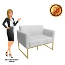 Ver imagem 4 de Namoradeira Marisa Suede Base Industrial Metálica Dourado D’Rossi - Cinza