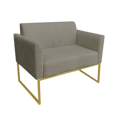 Namoradeira Marisa Suede Base Industrial Metálica Dourado D'Rossi - Marrom Rato