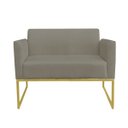 Ver imagem 2 de Namoradeira Marisa Suede Base Industrial Metálica Dourado D'Rossi - Marrom Rato