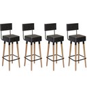 Ver imagem 1 de Kit 4 Banquetas Banco Alto Barcelona Couro Preto Bar Cozinha Pés Madeira Ms Decor