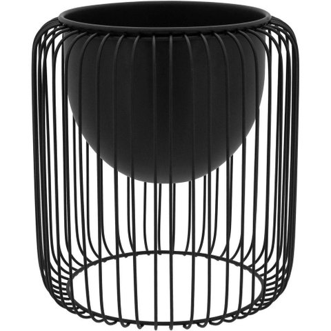 Cachepô Vaso Decorativo Planta Metal 28x26x26cm Preto