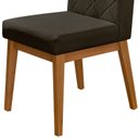 Ver imagem 4 de Cadeira de Jantar Estofada Luna Linho Marrom Base Madeira Castanho
