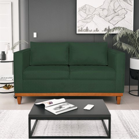 Sofá 3 Lugares Europa 180 cm Estilo Conforto e Elegância Linho Verde - ADJ Decor