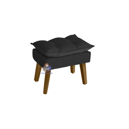 Puff Banqueta Decorativa Glamour Preto com Pés Quadrado Preto - 1