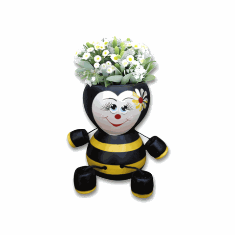 Cachepot Abelhinha em Cerâmica Pintado a Mão