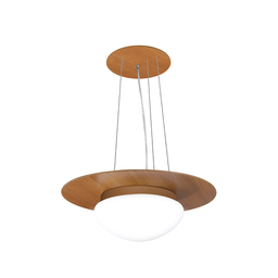 Pendente de Madeira Saturno Vidro Oval 45 cm Freijó/Ouro Velho Madeluz Pendente Saturno Oval 45Cm - 1