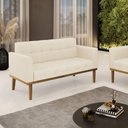 Ver imagem 2 de Sofá Namoradeira 2 Lugares Base de Madeira Castanho Elisa Linho Bege A19 D03 - D'Rossi