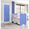 Guarda-roupa Rp101 e Berço Simples Bb010 Infantil Branco Azul Djd Móveis - 6