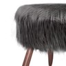 Puff Dona Pelúcia Alta Preto Pés de Madeira - 3