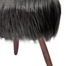 Puff Dona Pelúcia Alta Preto Pés de Madeira - 4