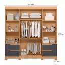 Ver imagem 2 de Guarda Roupa Solteiro Vivacce 04 Portas com Espelho e Cômoda Evidenza Freijo Off White Titanium Flex