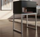 Ver imagem 2 de Mesa de Cabeceira Mdf Preta Moderna 40cm Nicho e Gaveta Enviada Montada