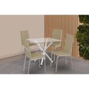 Ver imagem 1 de Conjunto: Mesa Sala Jantar Volga C/ Tampo de Vidro 90cm e 4 Cadeiras Amsterdã Cromada - Courano