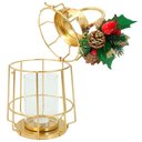 Ver imagem 4 de Kit 2 Lamparina Dourada Natalina em Metal Decorativa de 30cm