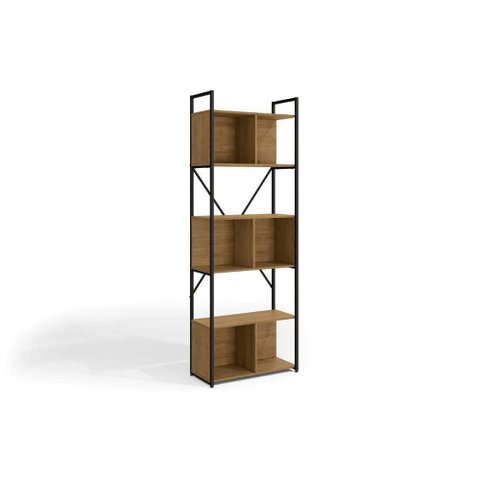 Estante de Livros Industrial Li014 C/ 6 Nichos 72cm Canela/preto - Kappesberg