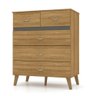 Cômoda 5 Gavetas Estilo Retrô 91cm Ziza V02 Nature - Mpozenato - 1