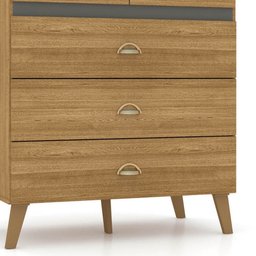Cômoda 5 Gavetas Estilo Retrô 91cm Ziza V02 Nature - Mpozenato - 3