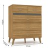 Cômoda 5 Gavetas Estilo Retrô 91cm Ziza V02 Nature - Mpozenato - 4