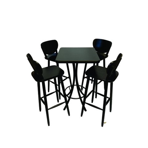 Mesa de Barzinho Madeira Alta Quadrada com 4 Lugares Preto