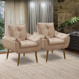 Kit 2 Poltronas Decorativas Opala Recepção Luxo Confortável - 2