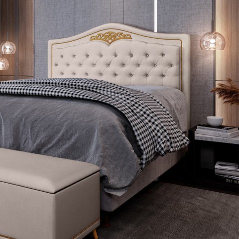 Cabeceira Cama Box Casal 140cm Imperial J02 Suede Bege - Mpozenato